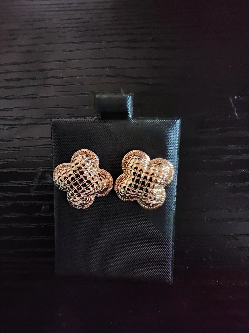 14k Gold-Plated Quilted Clover Stud Earrings